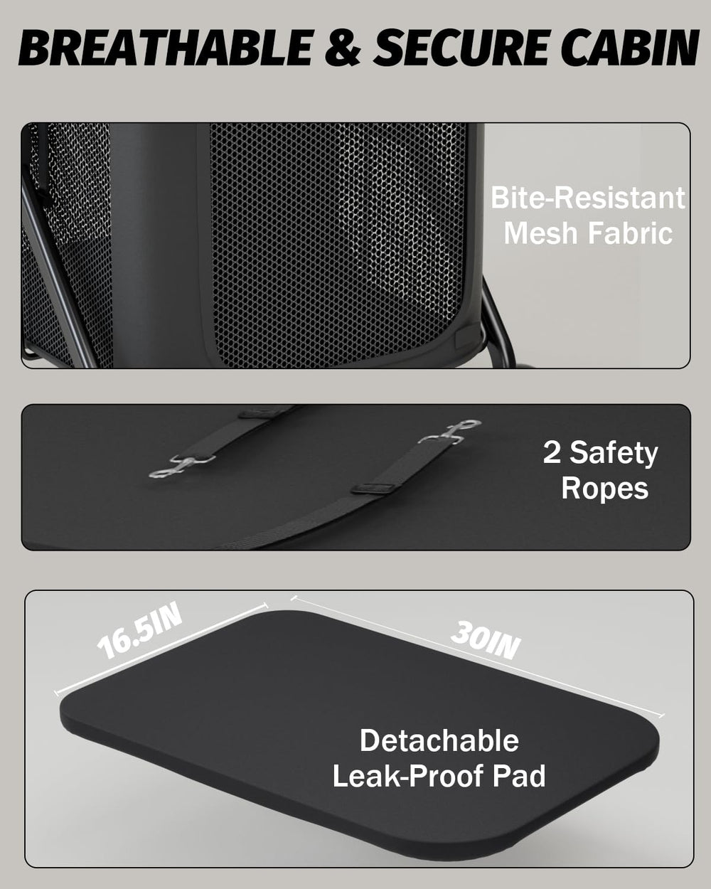 Sleek black finish of the NUGUTIC dog stroller for urban and trail use