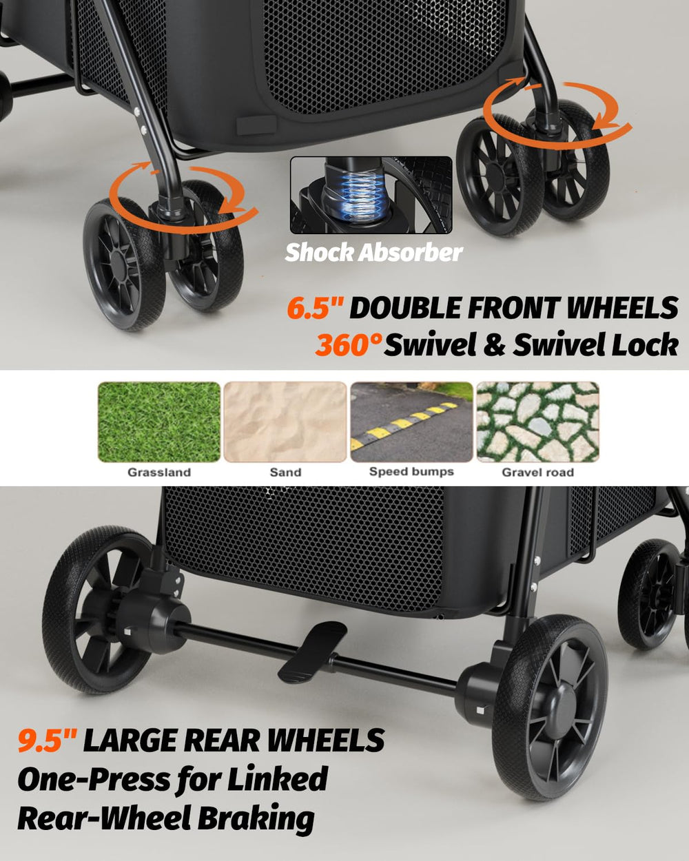 Cabin dimensions of the NUGUTIC stroller for proper pet fit