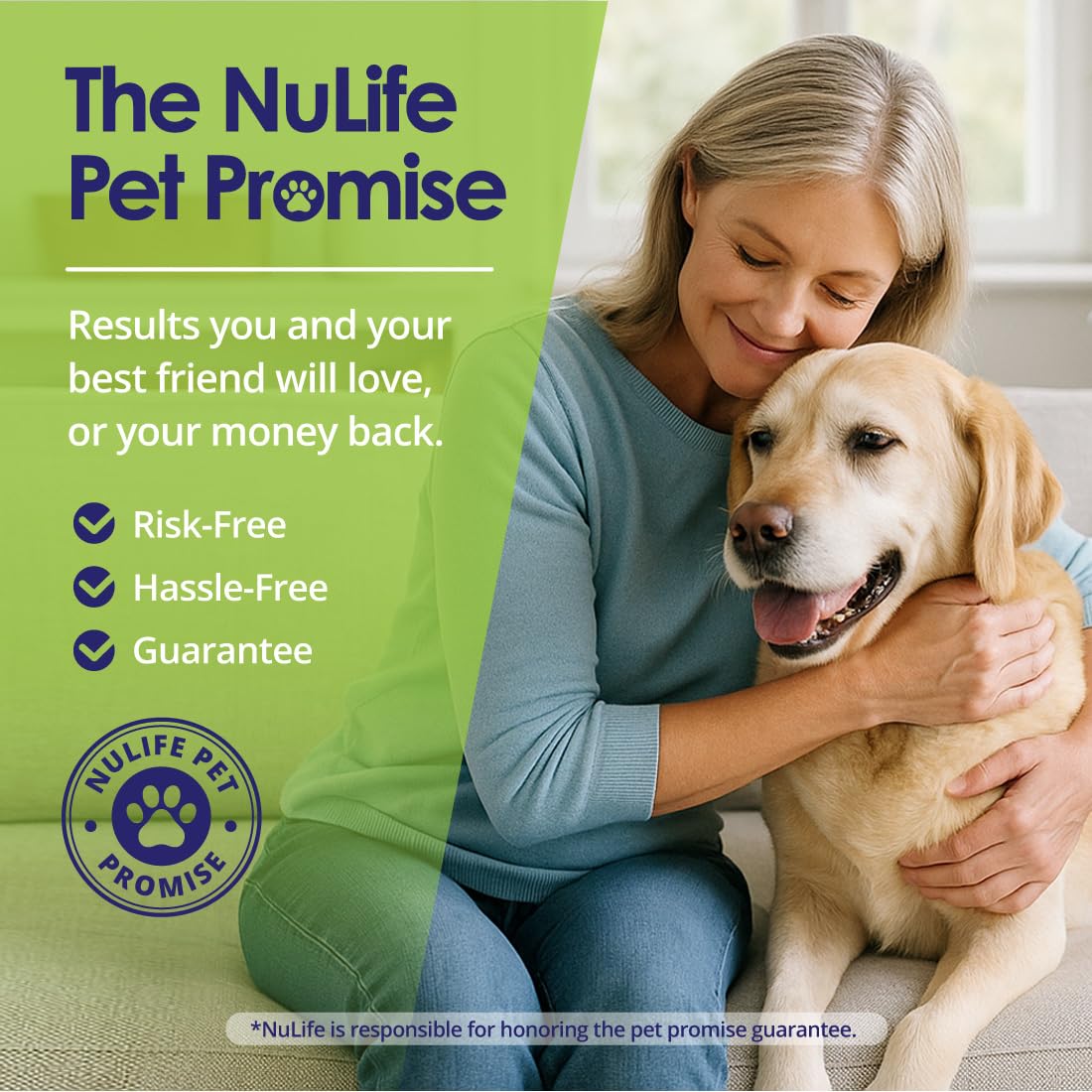 NuLife 16oz dog joint supplement packaging on shelf.