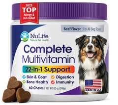 NuLife Dog Multivitamin Chew for daily wellness with beef flavor
