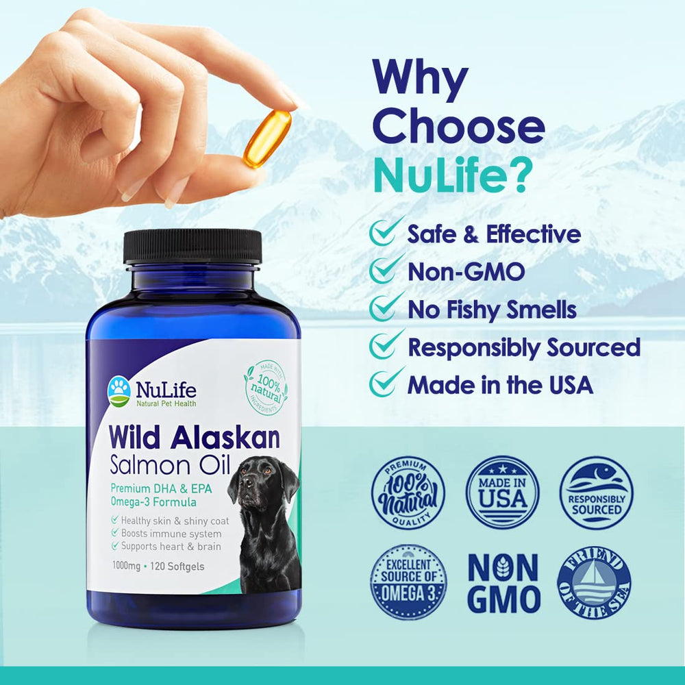 Ingredient label highlights wild Alaskan salmon and purity standards