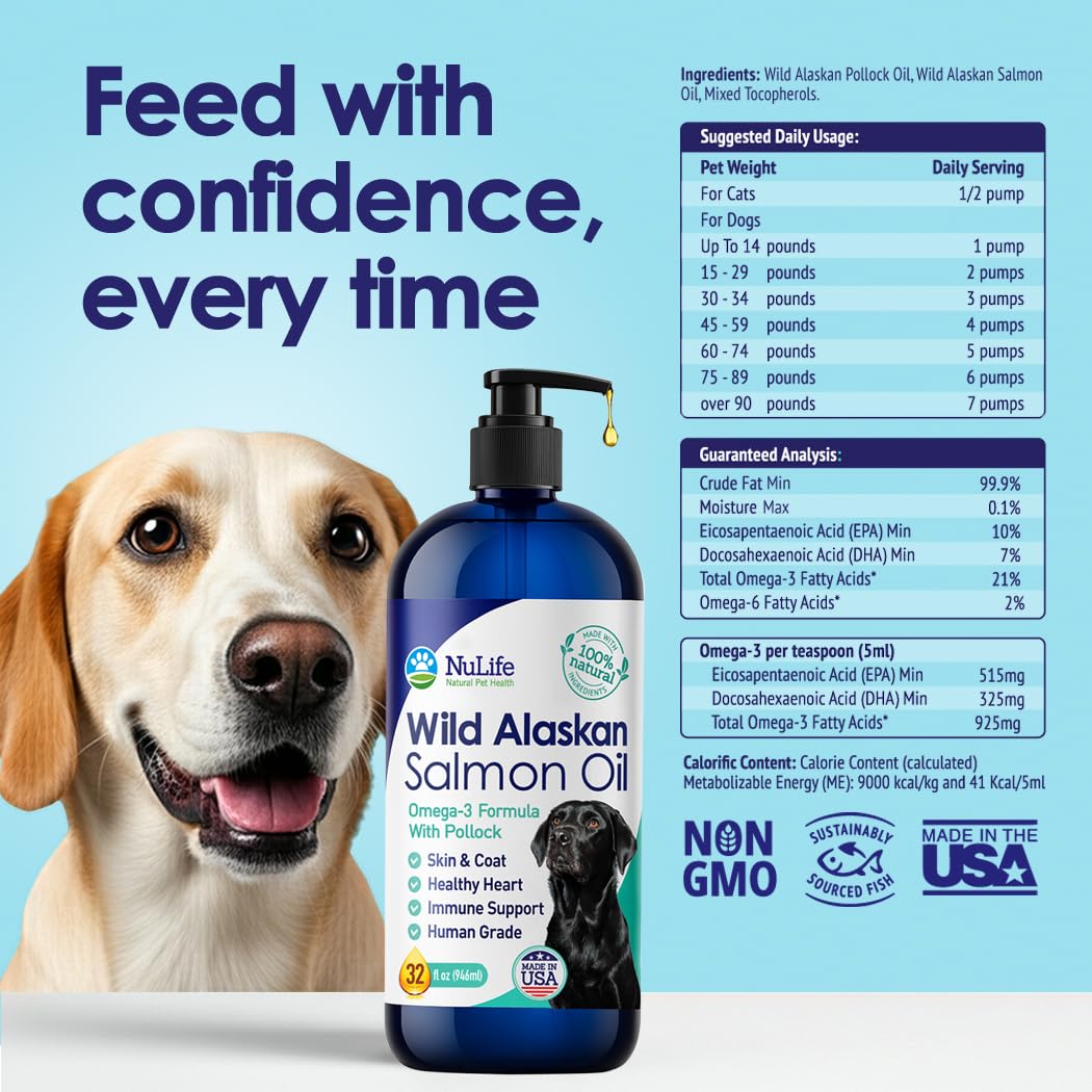 USA-made NuLife salmon oil bottle signifying quality and purity