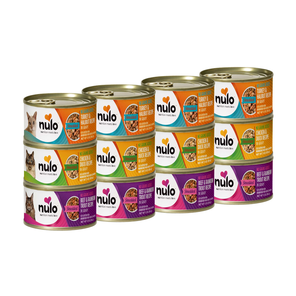 Nulo 3 oz cans arranged for easy serving and storage