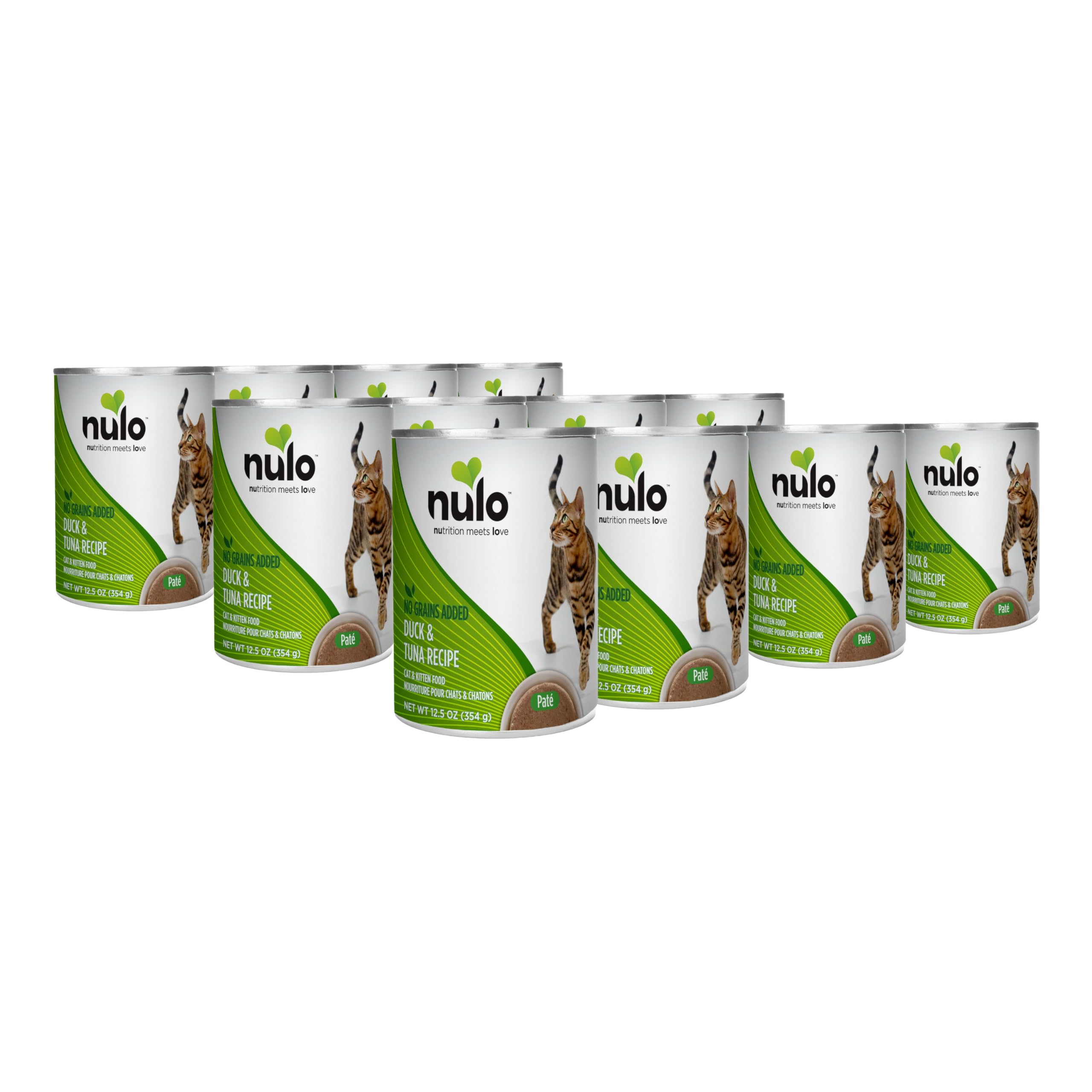 Nulo Duck & Tuna Pate cat food can front, protein-rich flavor for energy