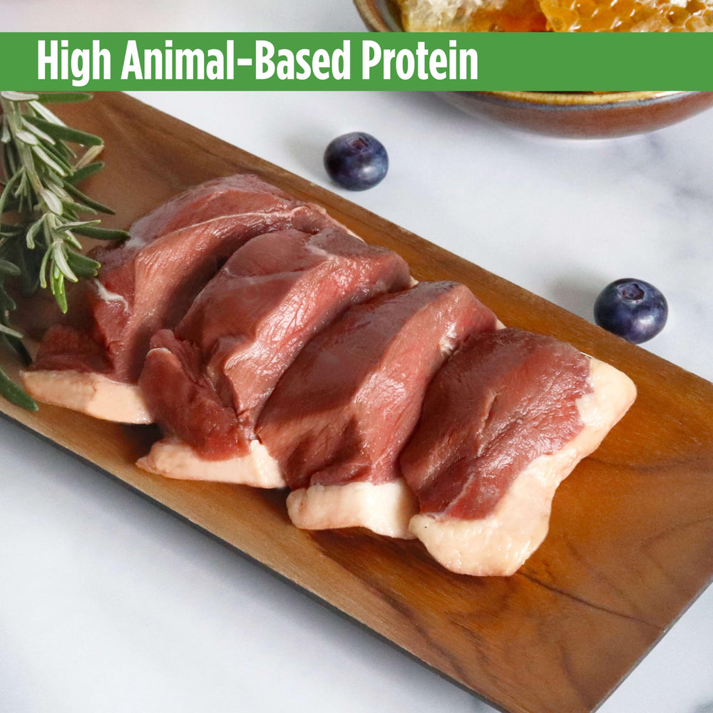 Nutrition label close-up on Nulo pate can for protein details