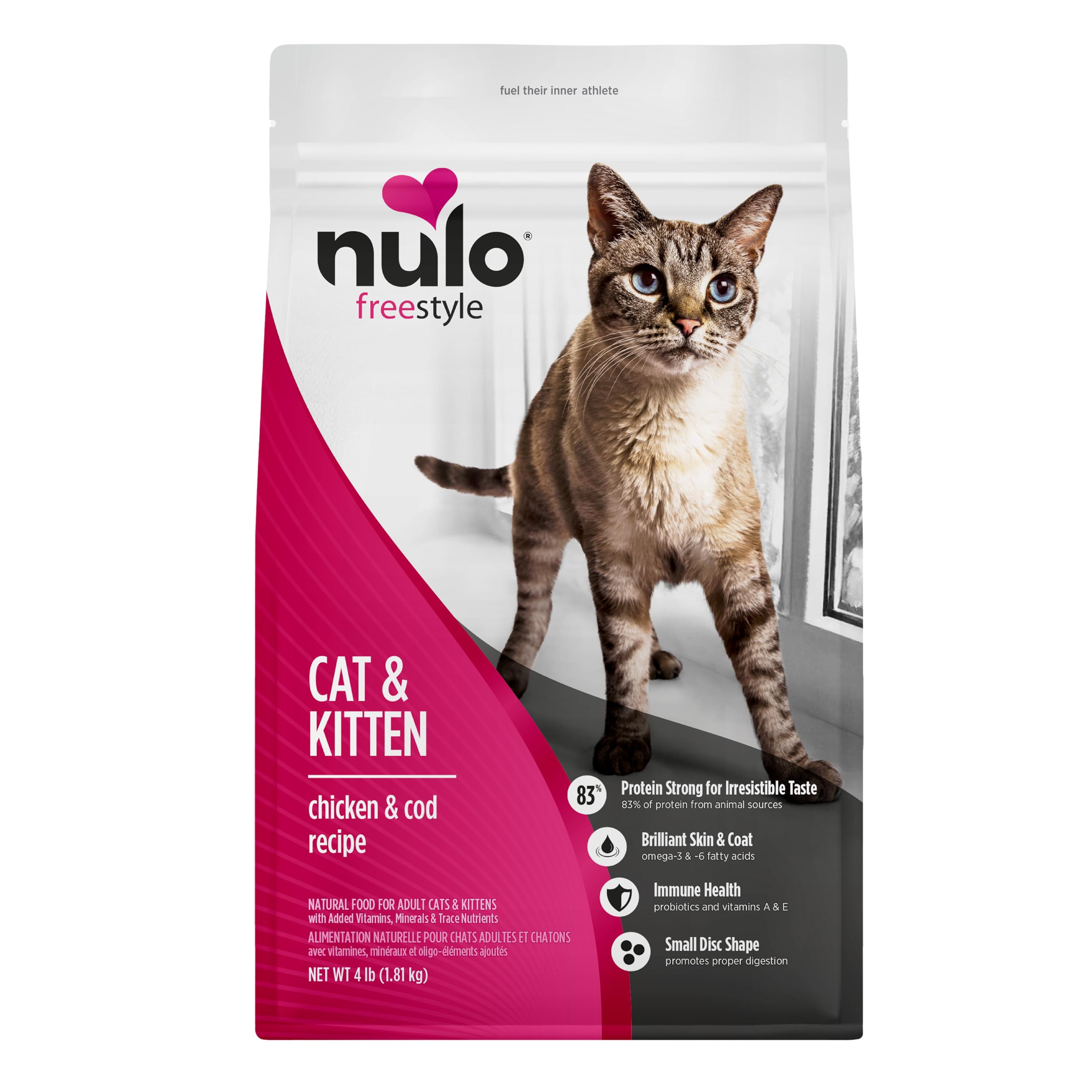 Nulo Freestyle cat chicken cod bag: premium dry food for lean muscle support.