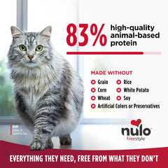 Nulo Freestyle omega-rich kibble promotes glossy coat and supple skin for cats