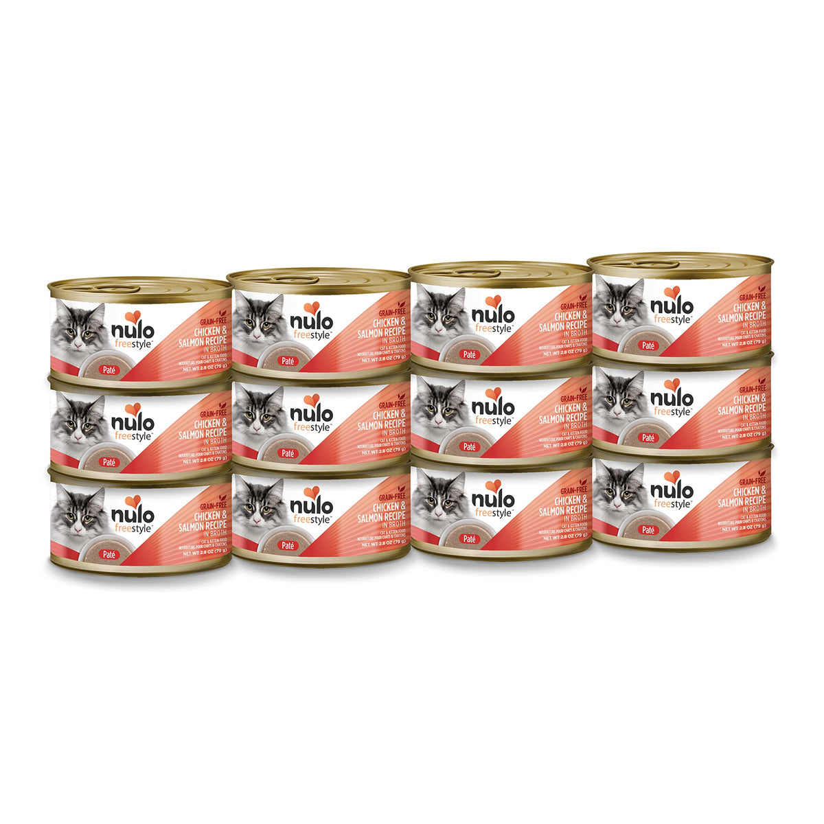 Nulo Freestyle cat food can close-up highlighting premium pate texture for easy serving