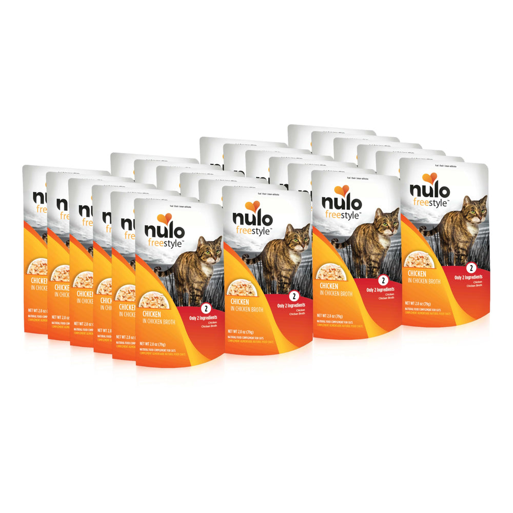 Nulo FreeStyle chicken in broth topper pack enhances meals with convenient 24-pouch variety