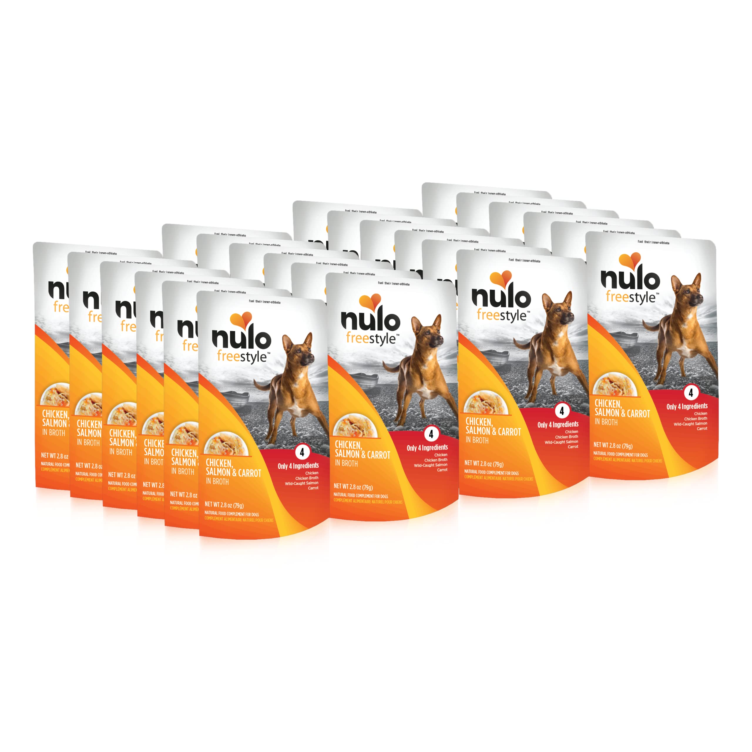 Nulo Freestyle chicken salmon carrot in broth pouch, real meat topper for meals