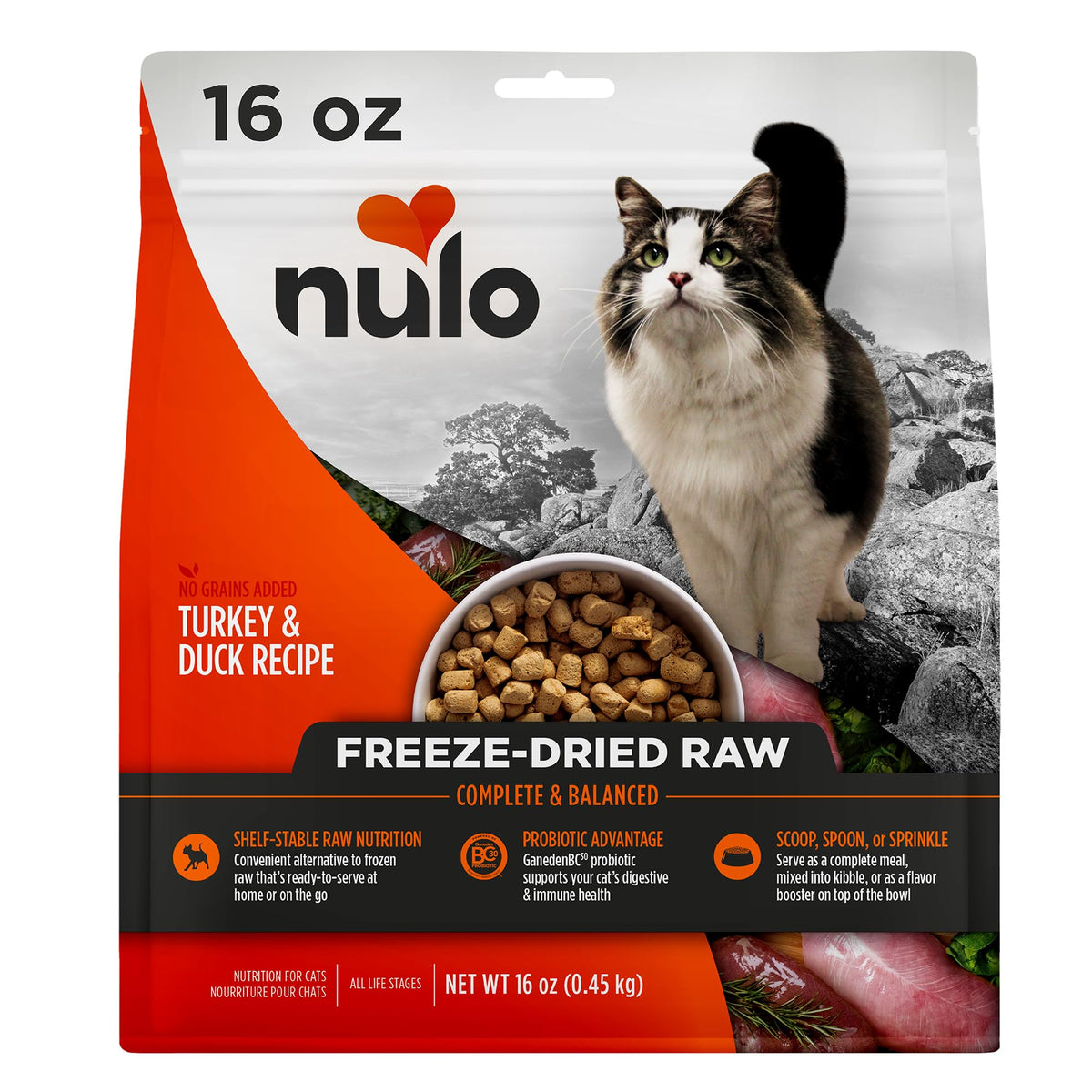 Nulo Freestyle Freeze-Dried Raw bag shown for convenient shelf-stable nutrition.