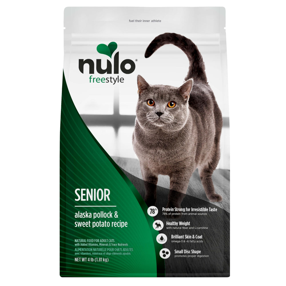 Nulo FreeStyle Senior pollock kibble bag high protein for aging cats