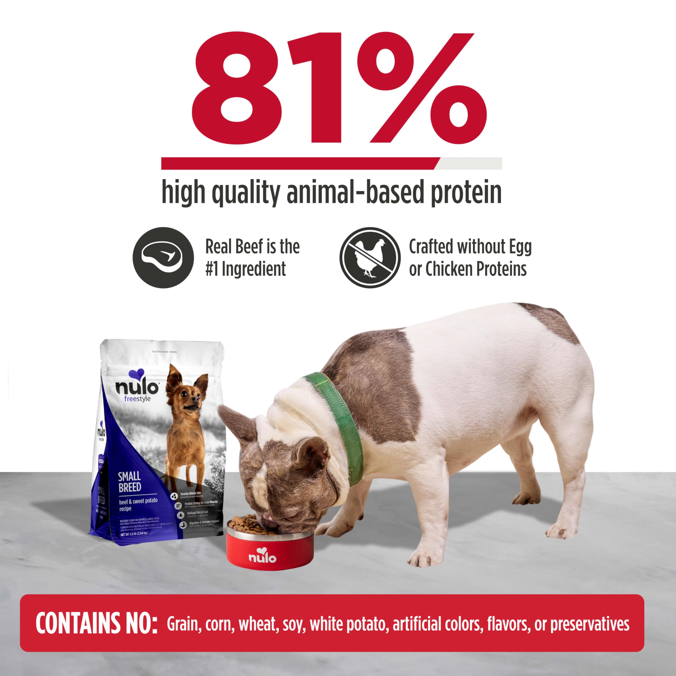 Nulo FreeStyle small-breed dry kibble close-up for easy chewing.