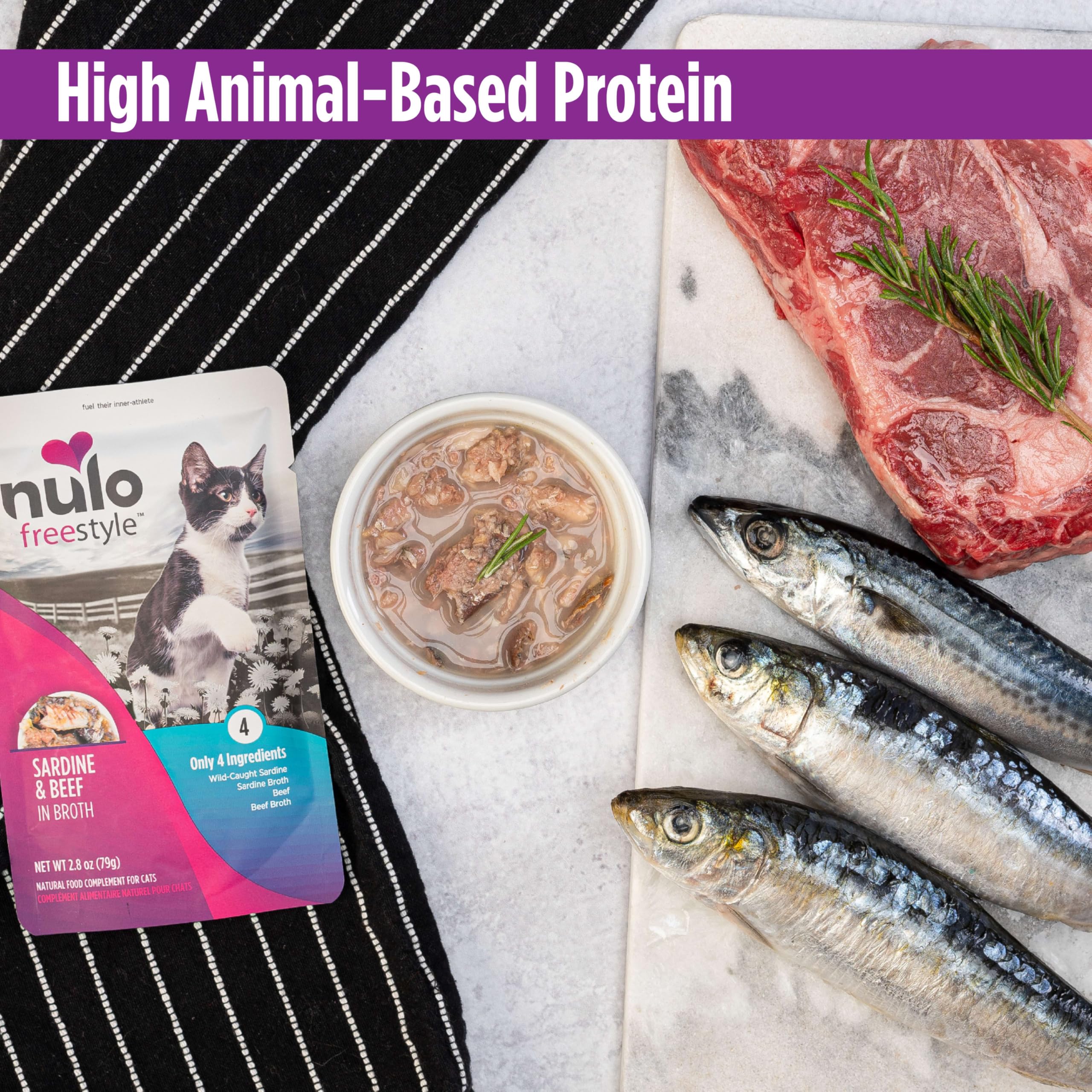 Nulo FreeStyle topper with four simple ingredients for clean feeding