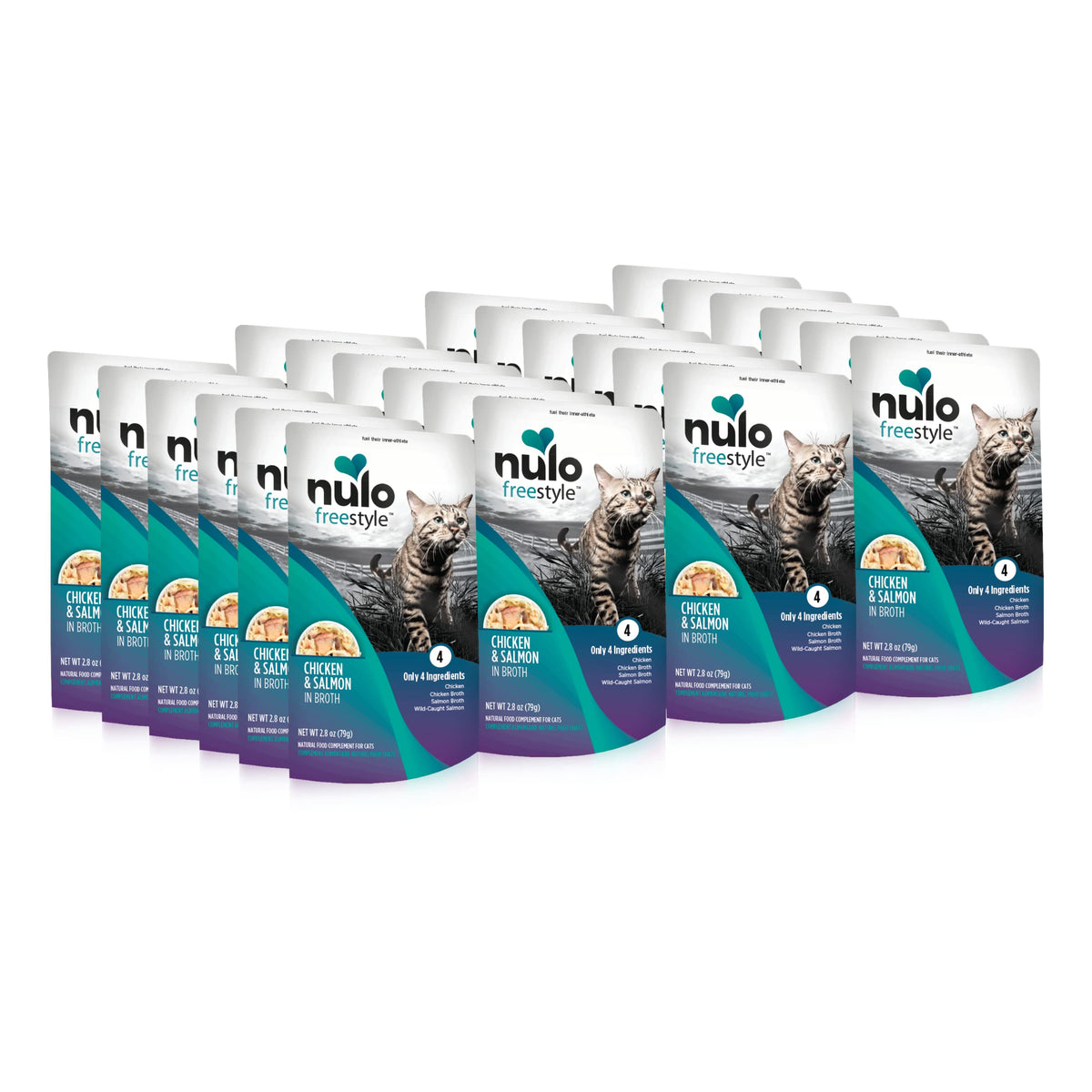 Nulo Freestyle topper with chicken and salmon in broth for hydration and protein