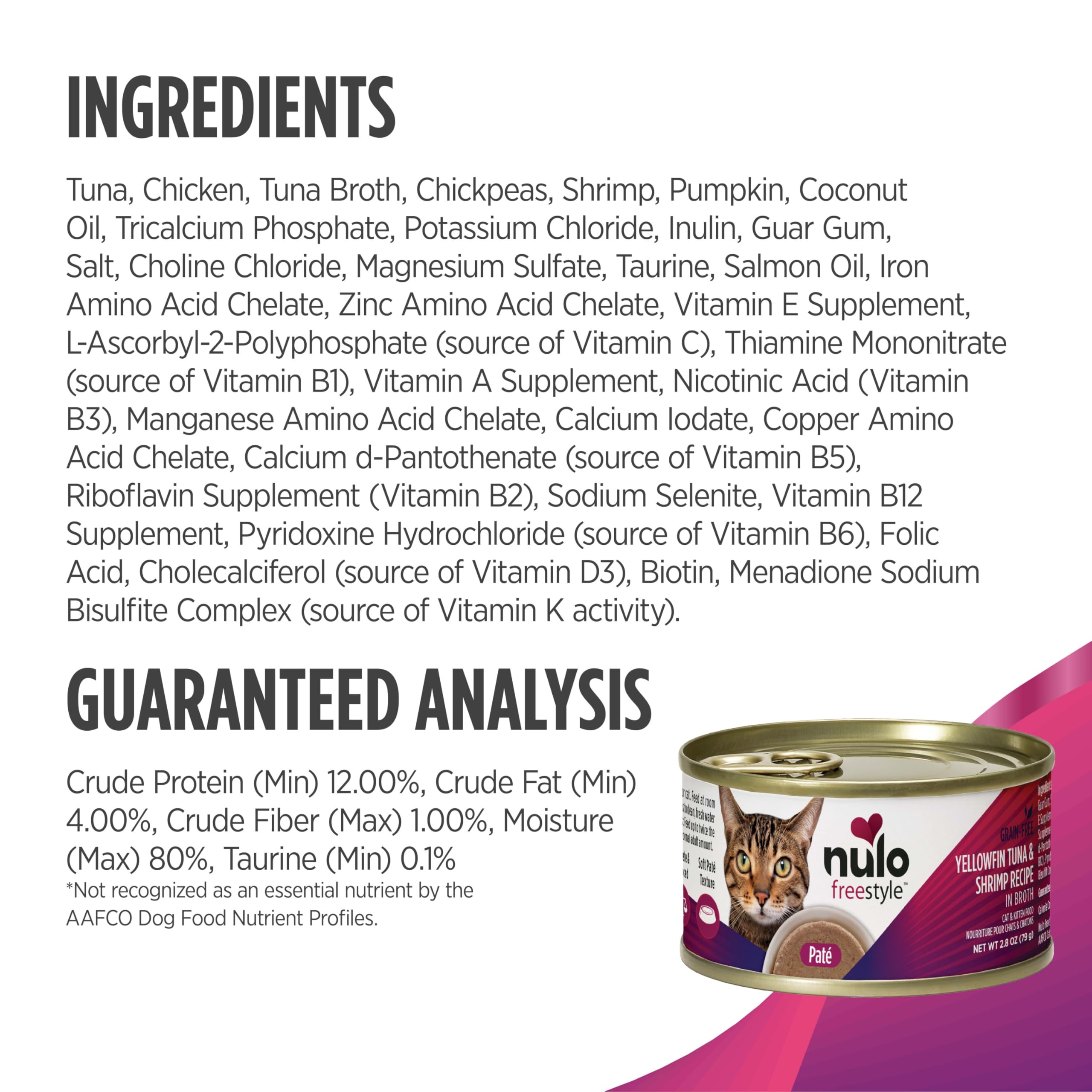 Nulo Freestyle pate protein blend graphic highlighting five animal proteins