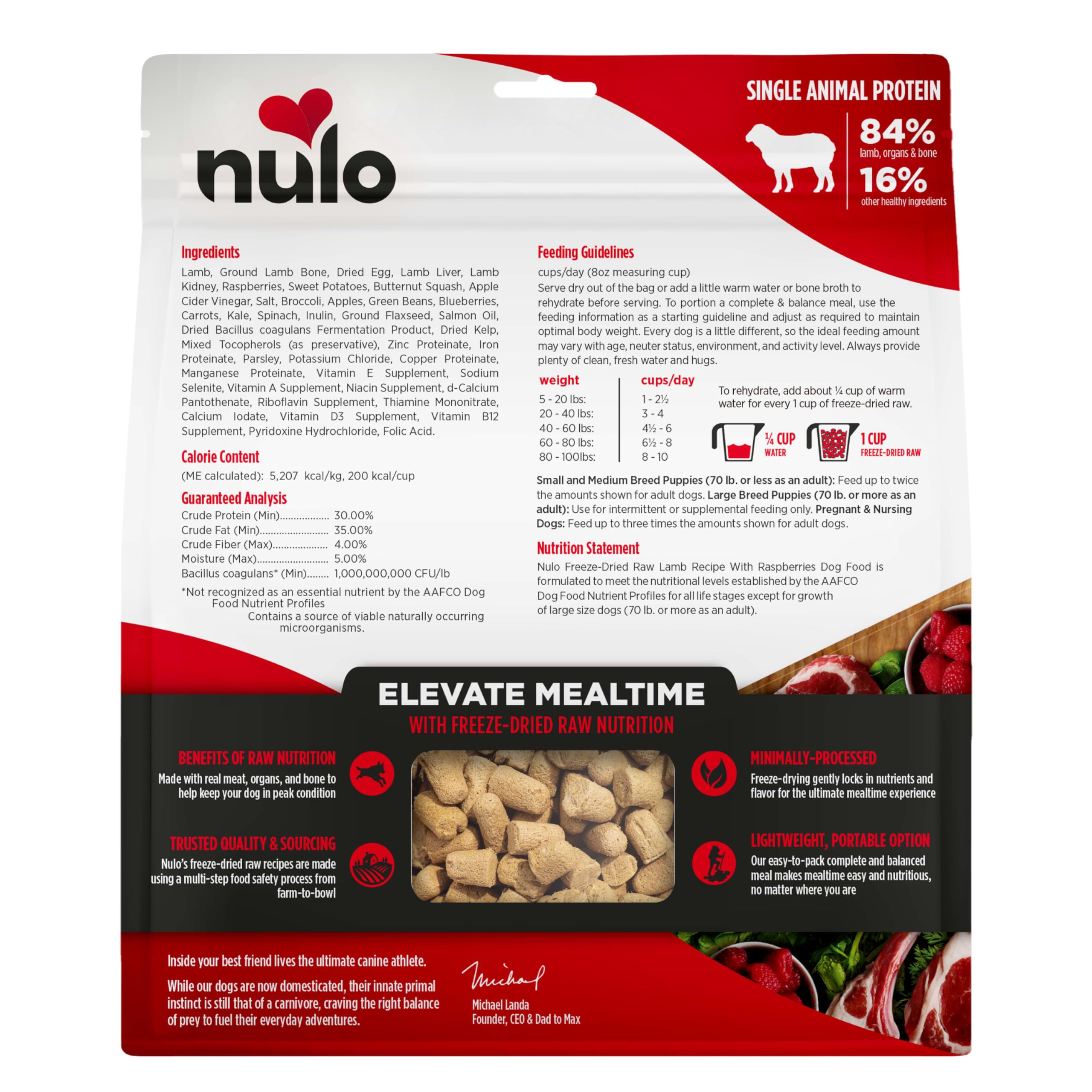 Nulo Freeze-Dried Raw Lamb recipe dog-meal time setup suitable for any feeding routine