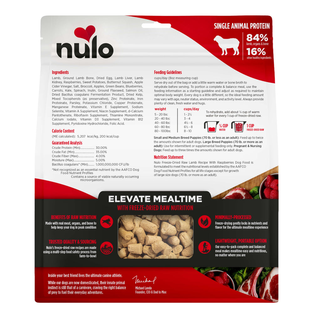 Nulo Freeze-Dried Raw Lamb recipe dog-meal time setup suitable for any feeding routine
