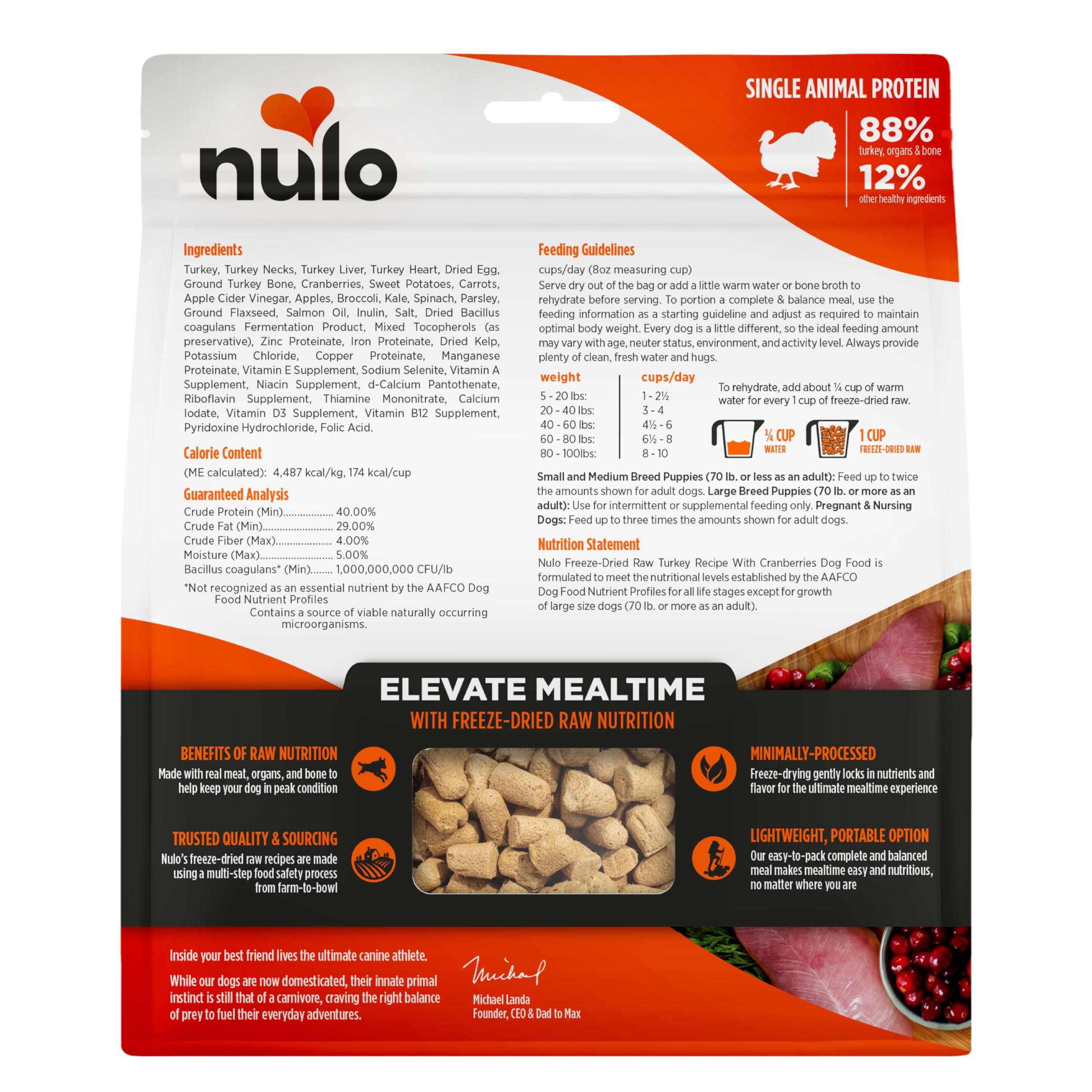 Nulo Freeze-Dried Raw Turkey Recipe on-the-go 8 oz pouch
