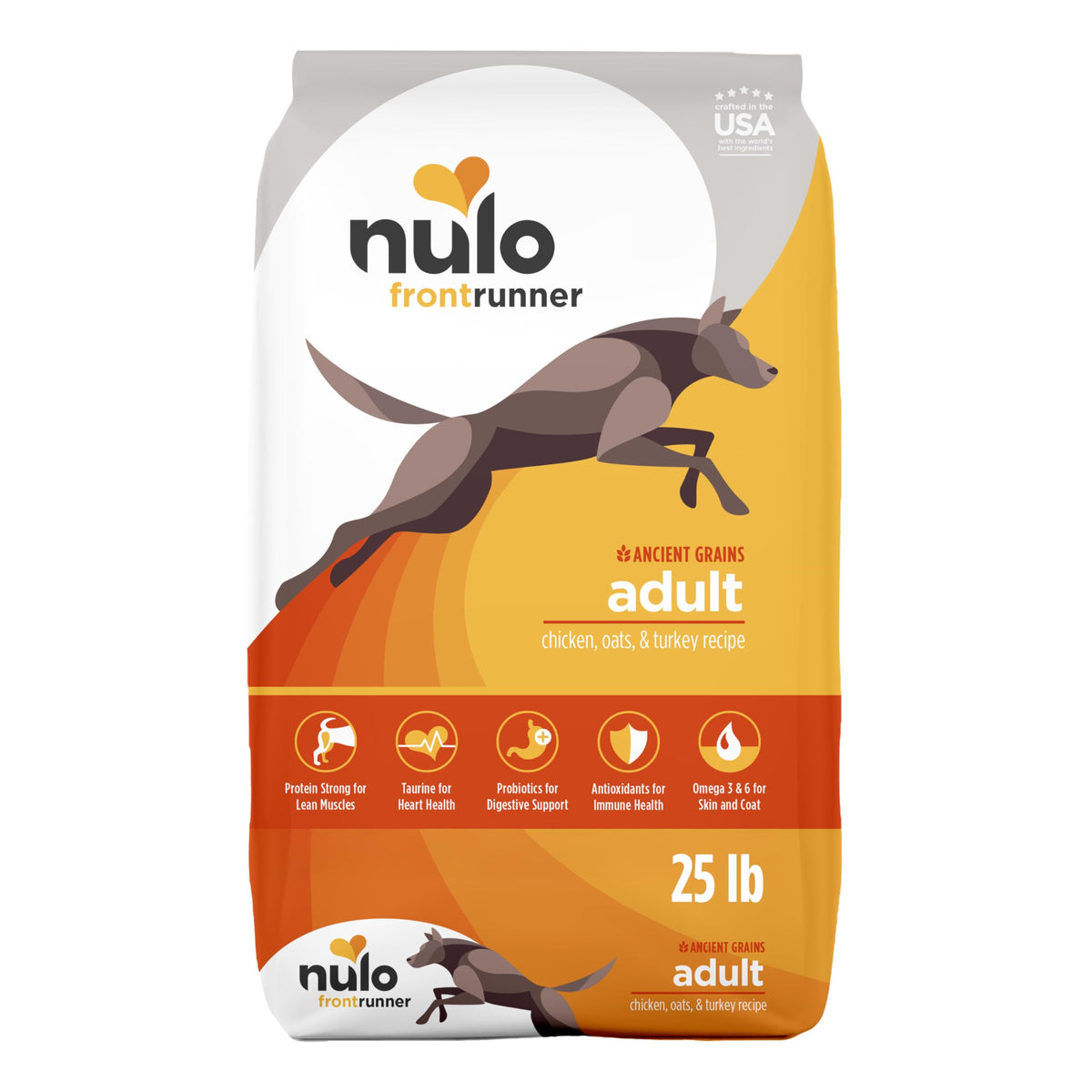 Nulo Frontrunner dry dog food bowl serving supports lean muscle and steady energy.