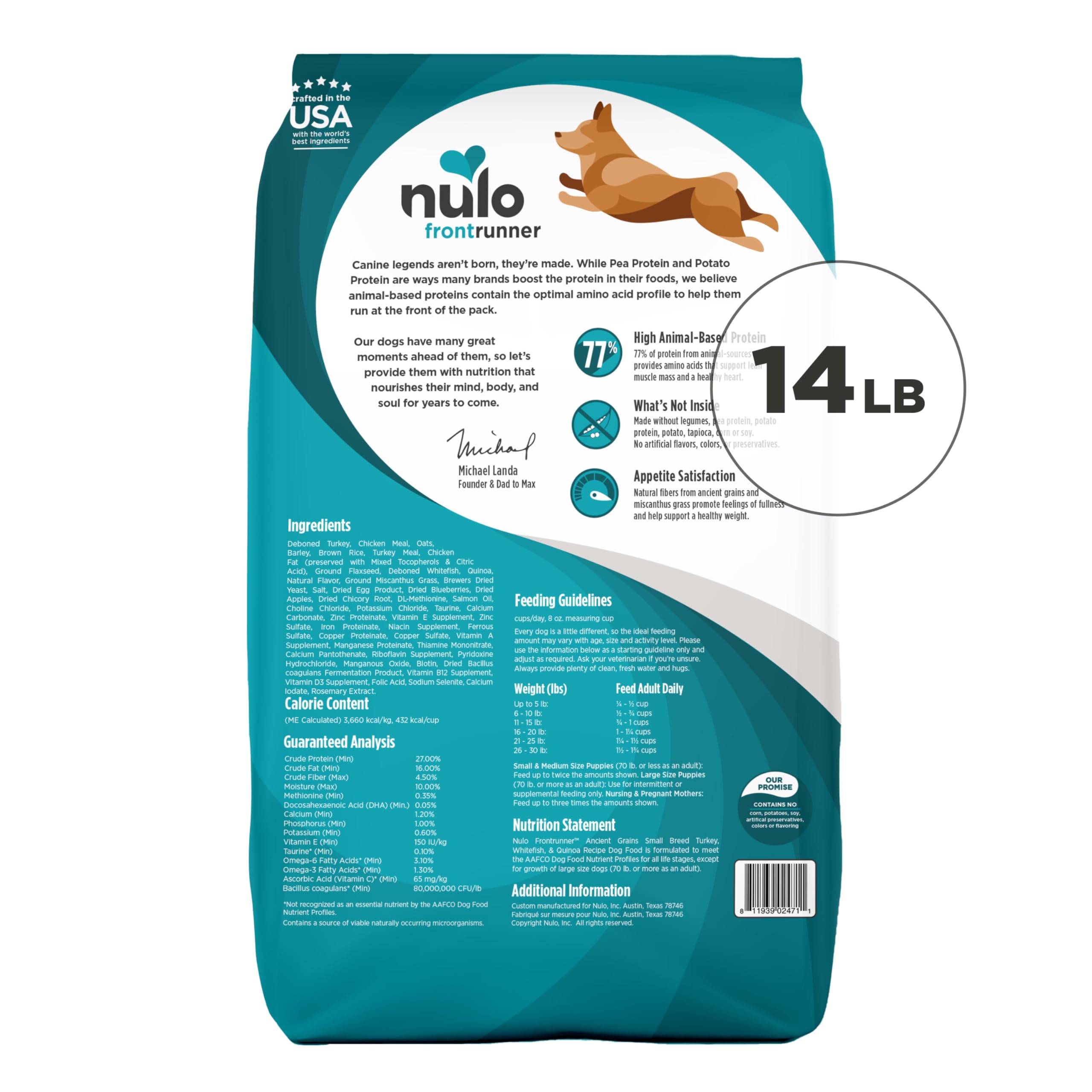 Bag of Nulo Frontrunner with taurine note for cardiovascular support