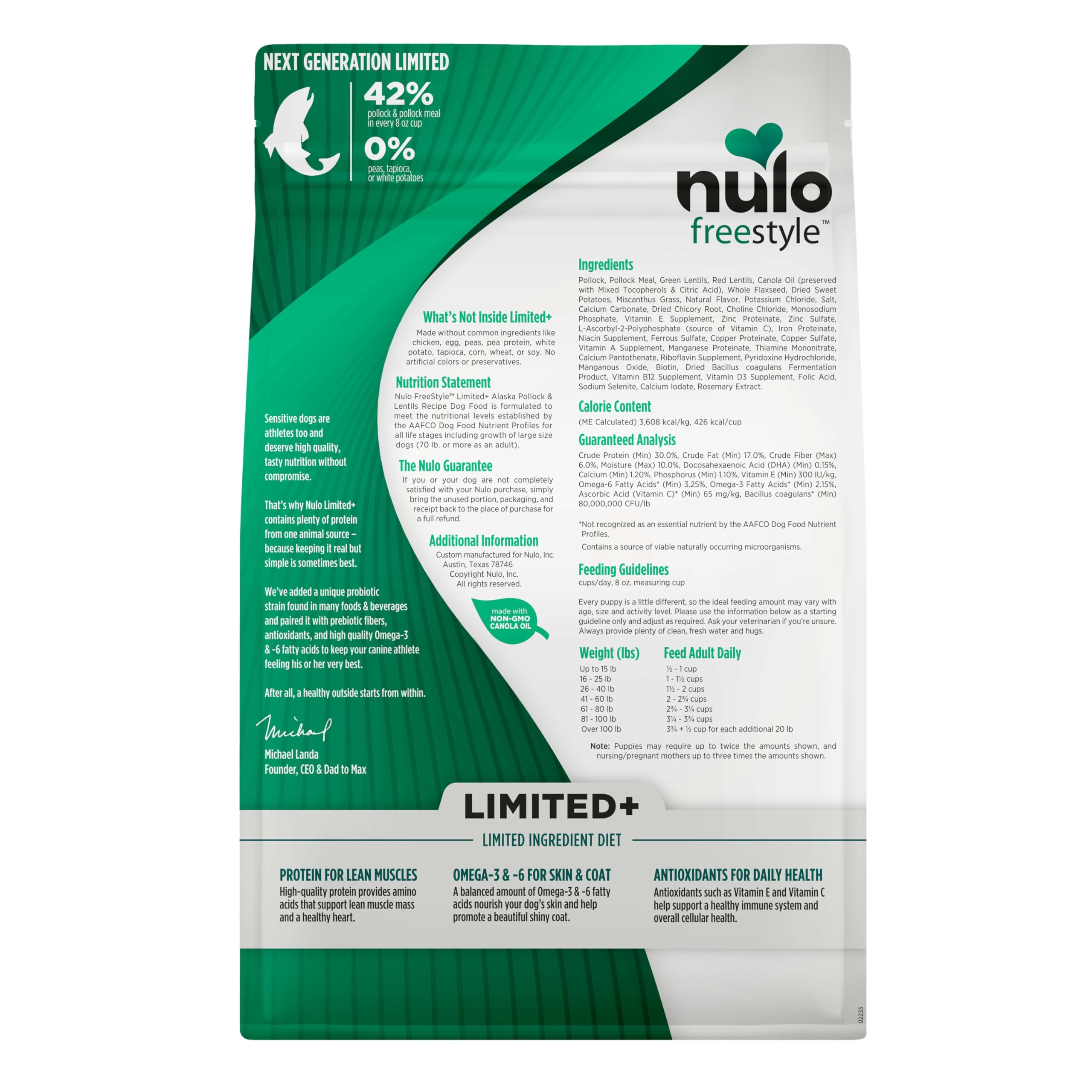 Nulo kibble served at mealtime demonstrates appealing palatability.