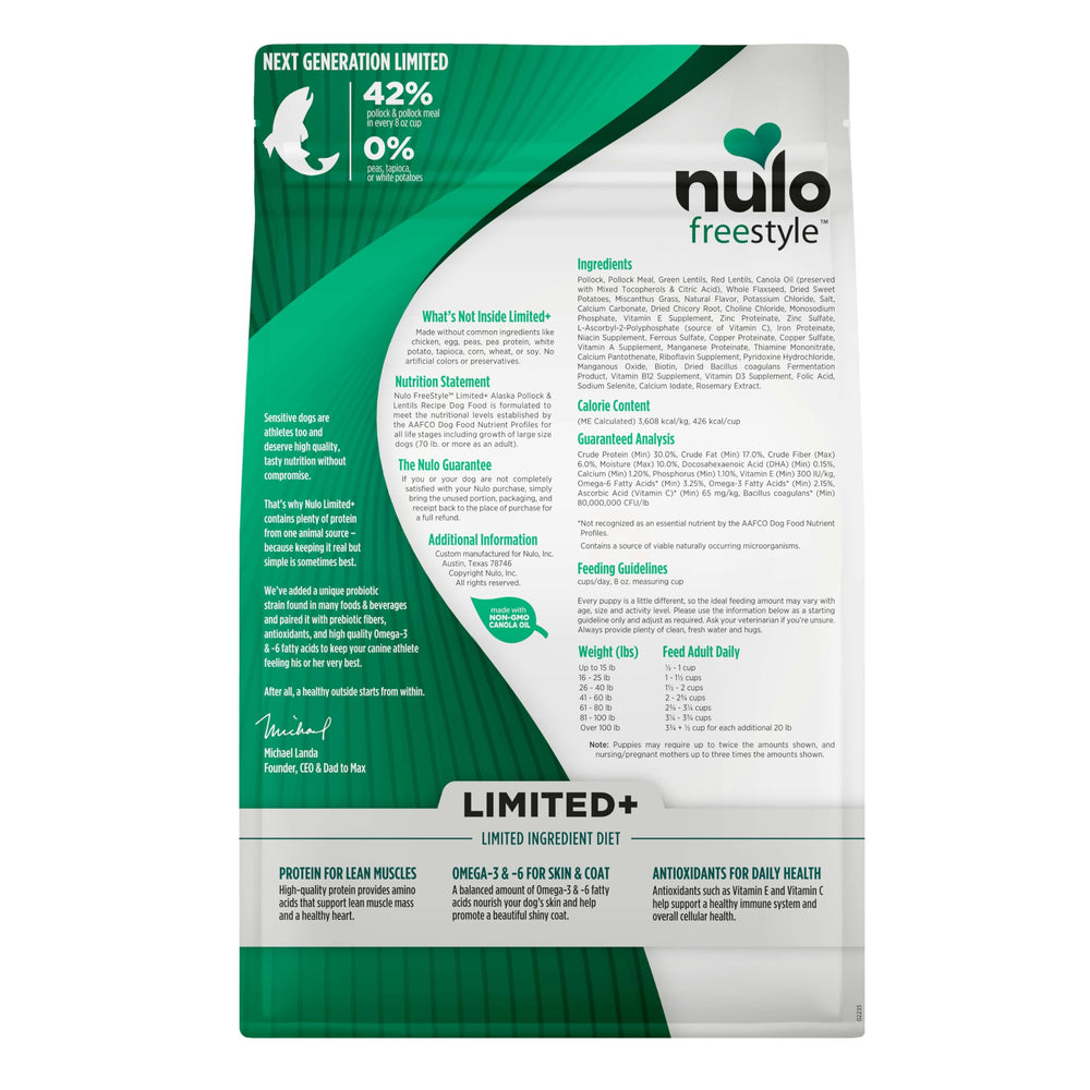 Nulo kibble served at mealtime demonstrates appealing palatability.