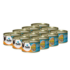 Nulo Real Shreds with Flakes can close-up showing protein-rich texture for cats.