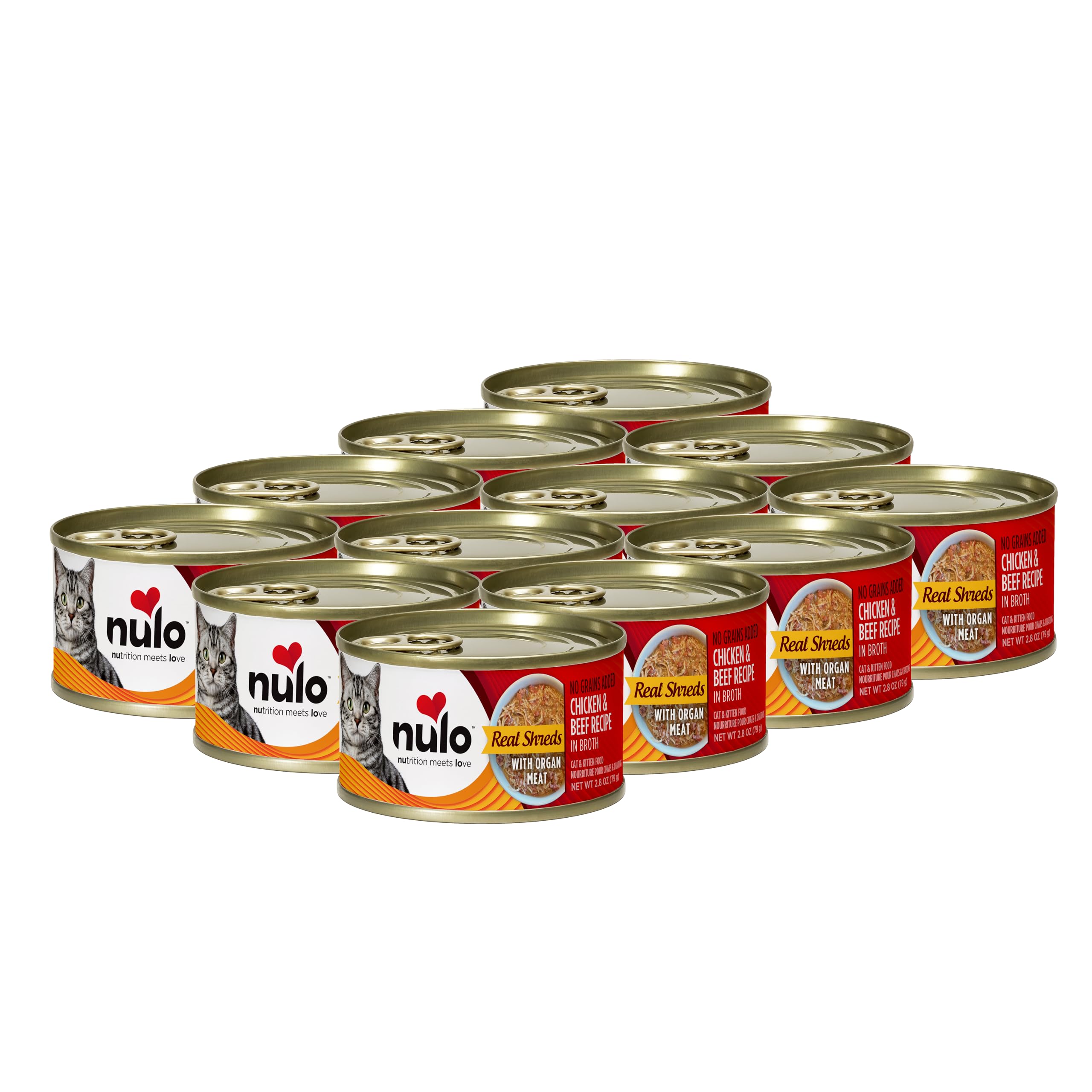 Nulo Real Shreds front can with chicken and beef, grain-free formula for hydration and protein