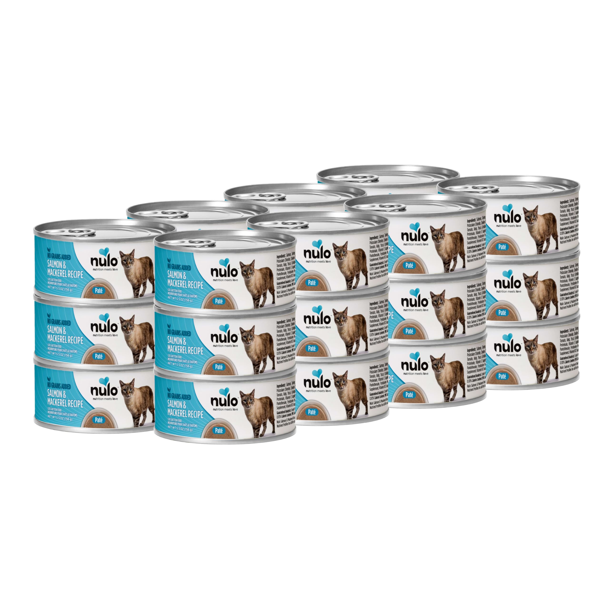 Nulo Salmon & Mackerel Pate can front for adult cats' premium protein