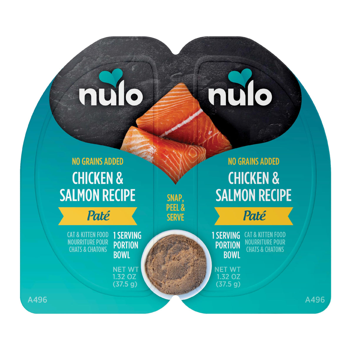 Nulo Split Cup chicken & salmon pâté pack in convenient cups for meals.