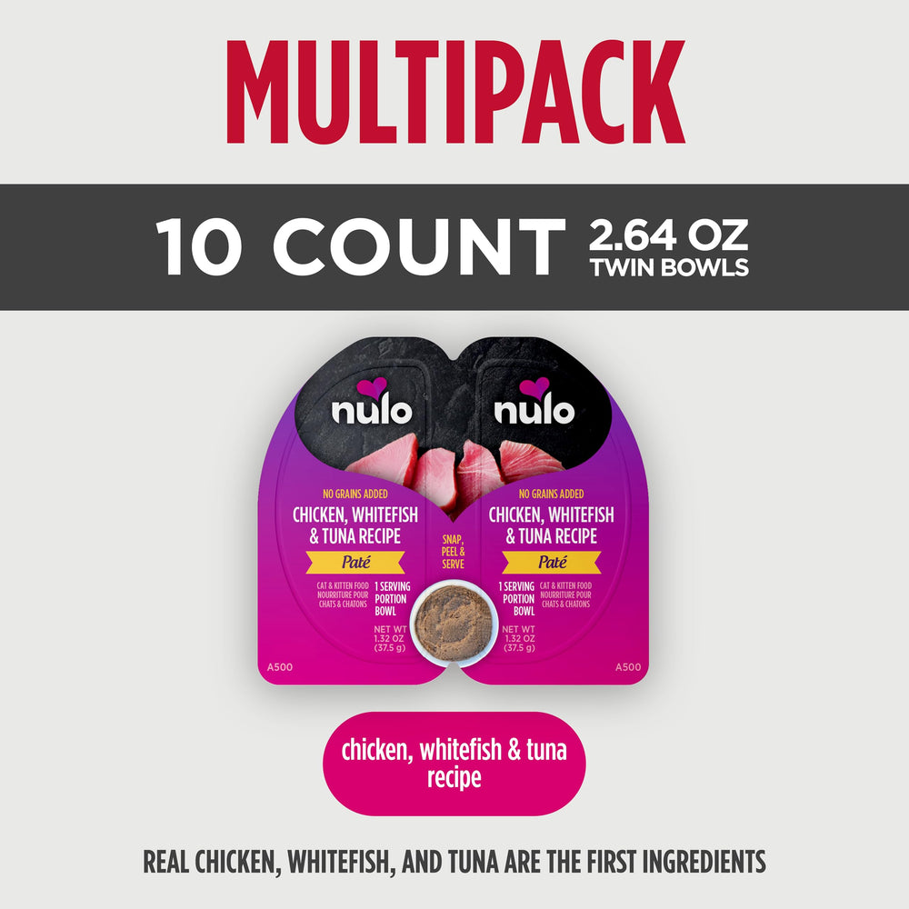 Nulo Split Cup high-moisture formula emphasizes grain-free paté for texture-loving cats