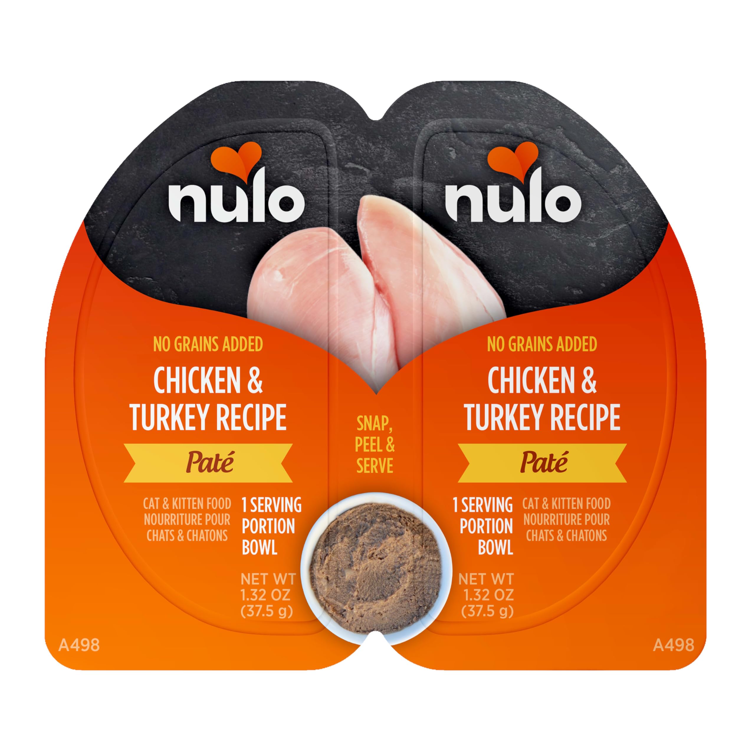 Nulo Split Cup Turkey & Chicken Pate silky texture appeals to cats.