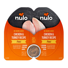 Nulo Split Cup Turkey & Chicken Pate silky texture appeals to cats.
