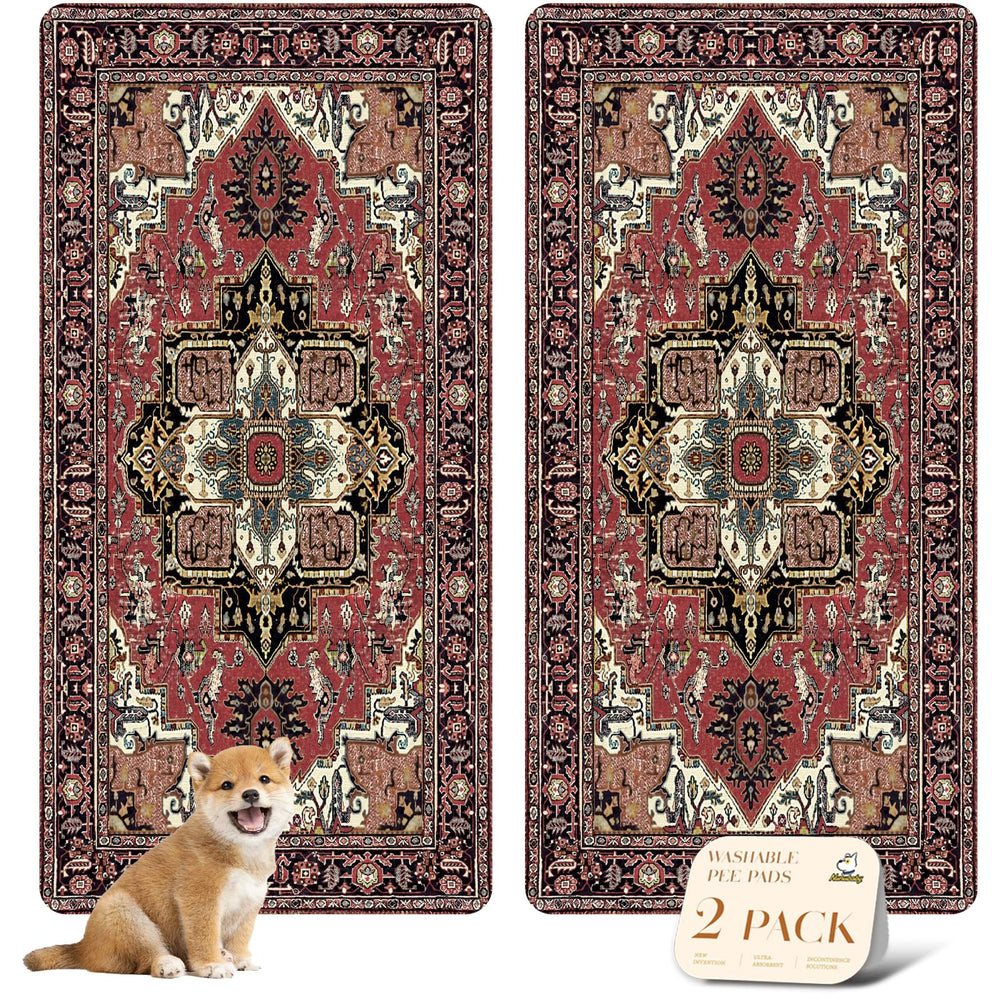 Nunubaby red rectangle pee pad 36x72 adds stylish floor protection.