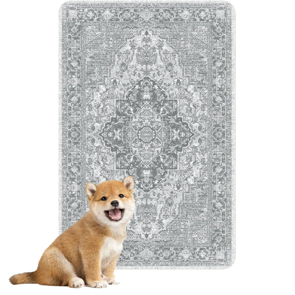 nunubaby washable dog pee pad gray-geo pattern protecting floors.