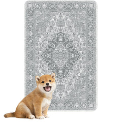 nunubaby washable dog pee pad gray-geo pattern protecting floors.