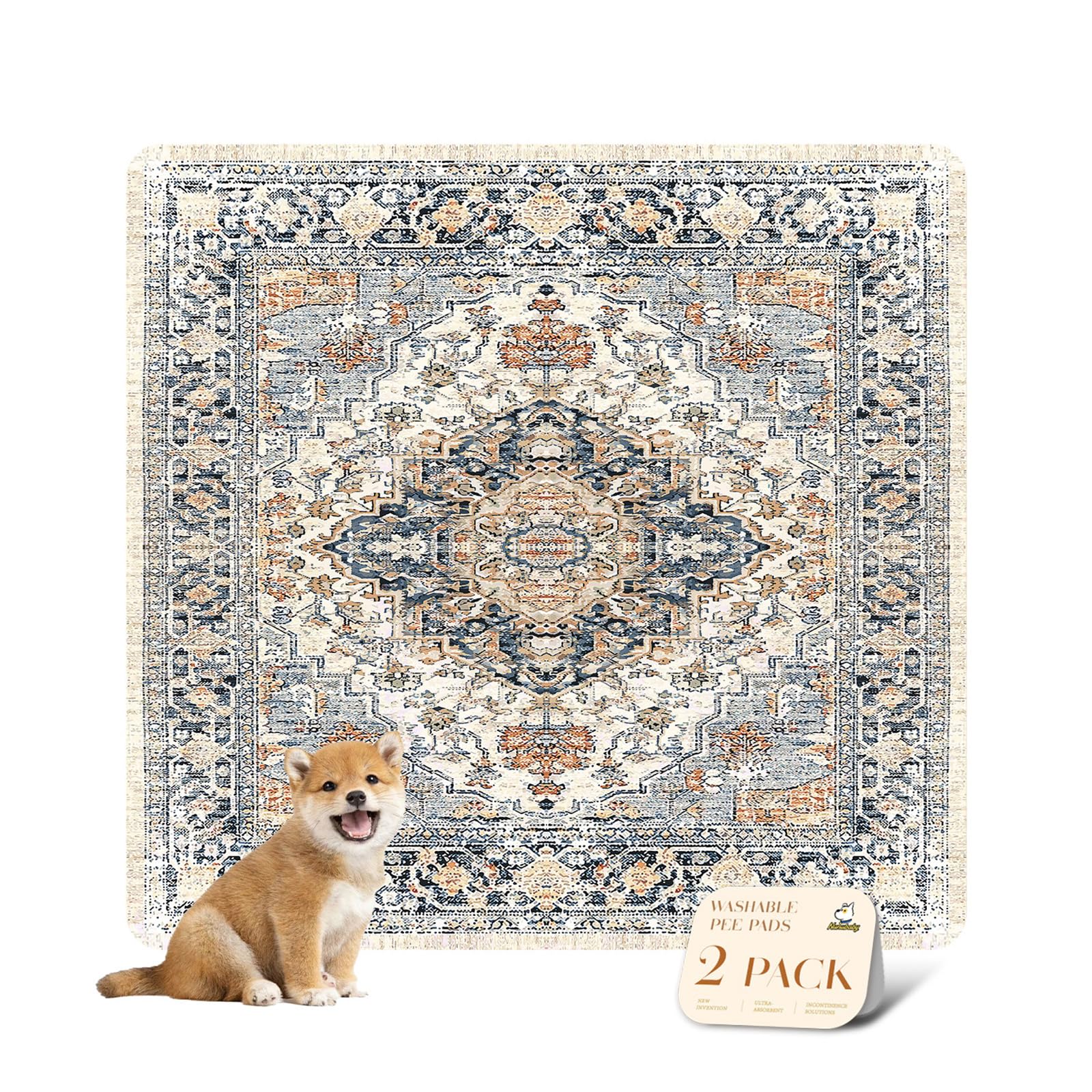 Nunubaby beige washable pee pad 36x36 protects floors in style.