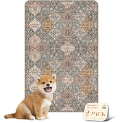 Nunubaby brown-multi-pattern washable pee pad protects floors with style
