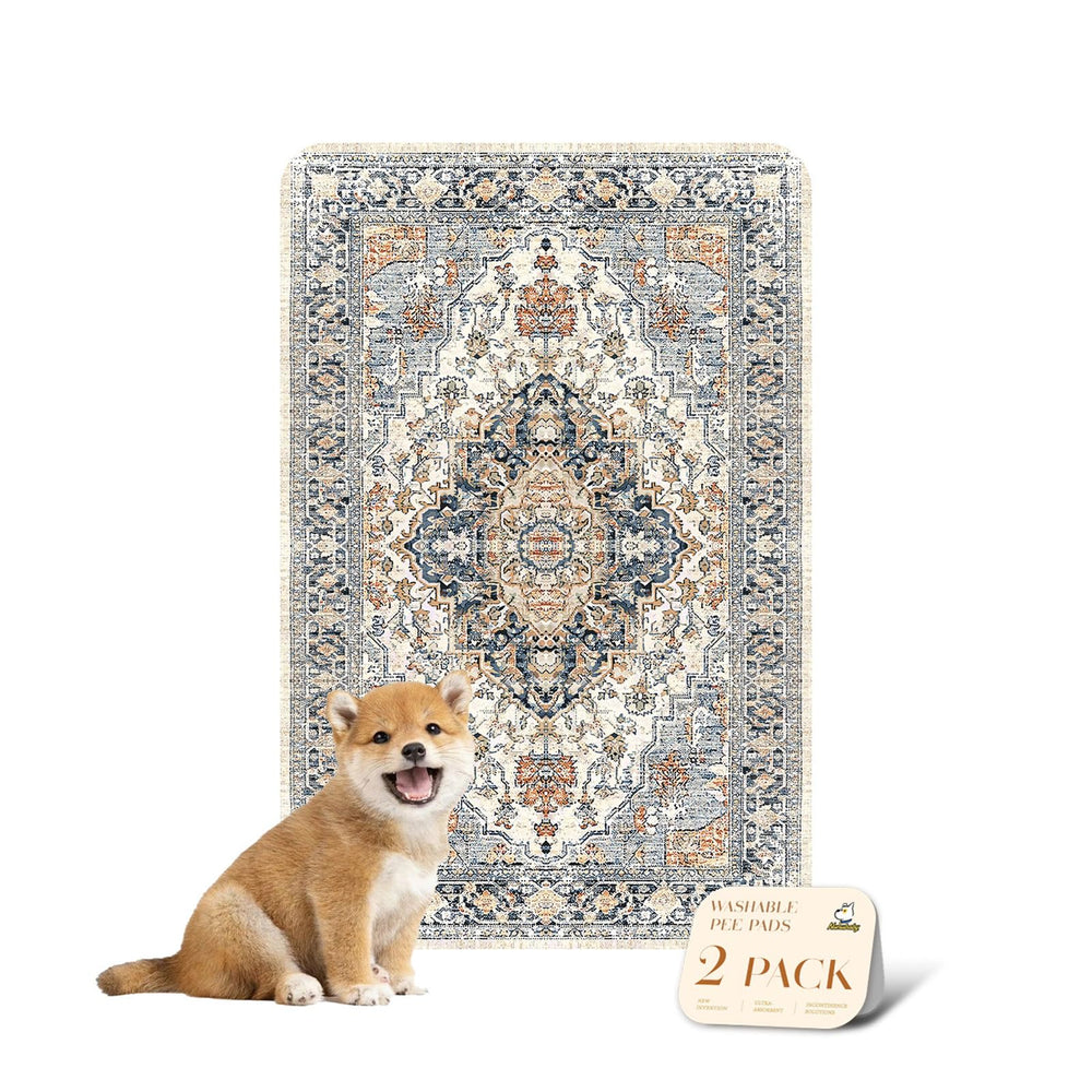 nunubaby washable pee pad dog beige pattern protecting floors and stylish decor.