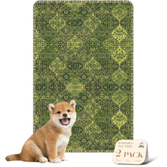 Nunubaby washable pee pad for dogs in green multi, 24x36, protects floors and adds style.