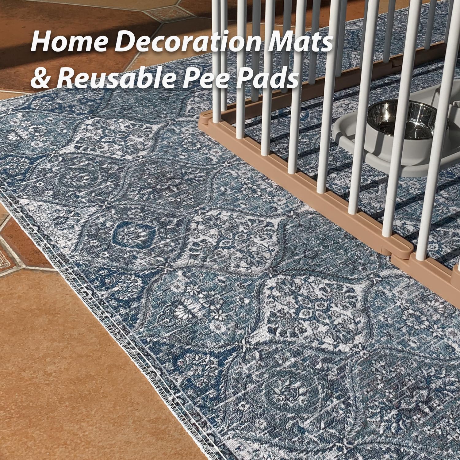 nunubaby washable pee pad with multi-pattern supports crate training and easy cleanup.