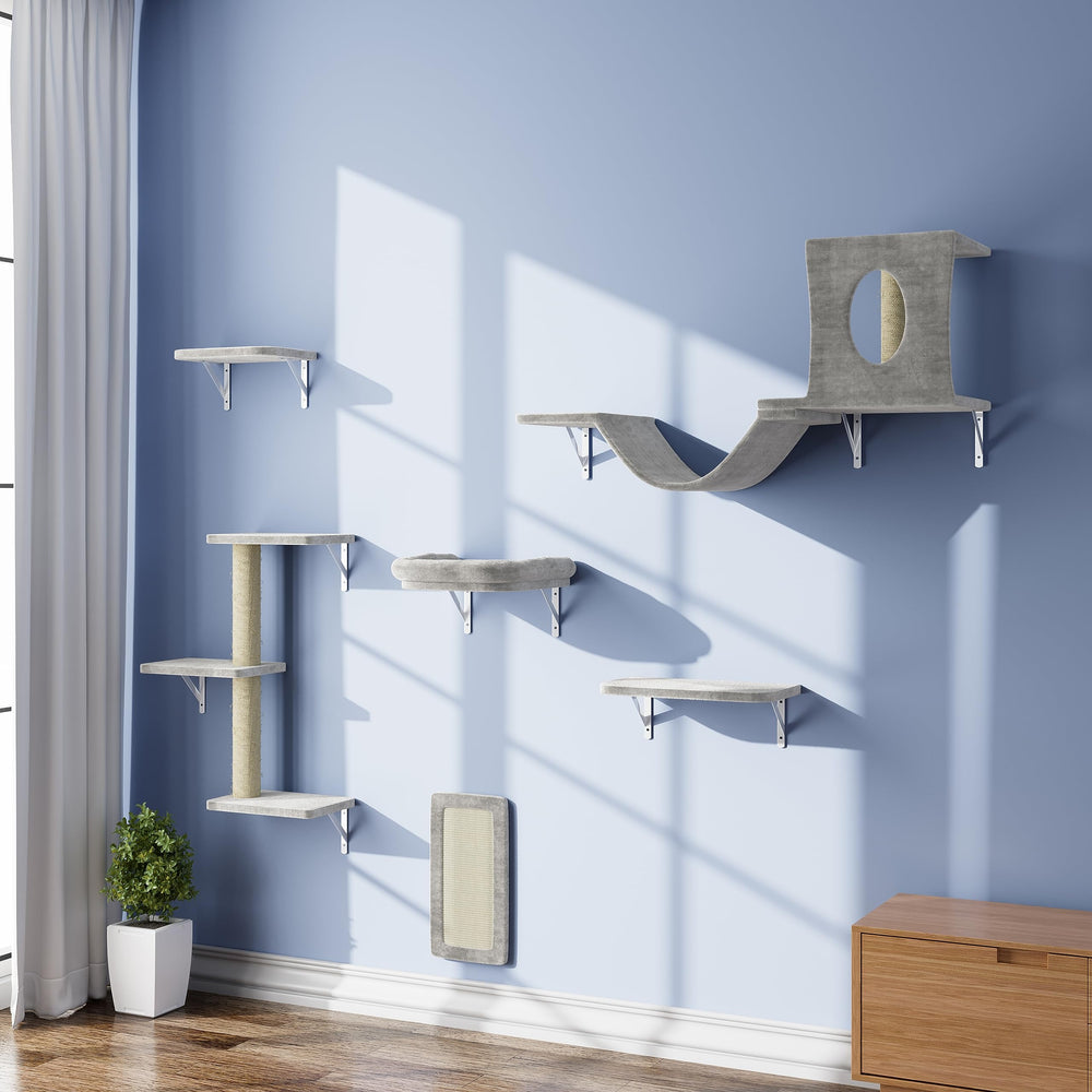 NunU Lab wall-mounted cat furniture 6-piece setup saves floor space and expands vertical play