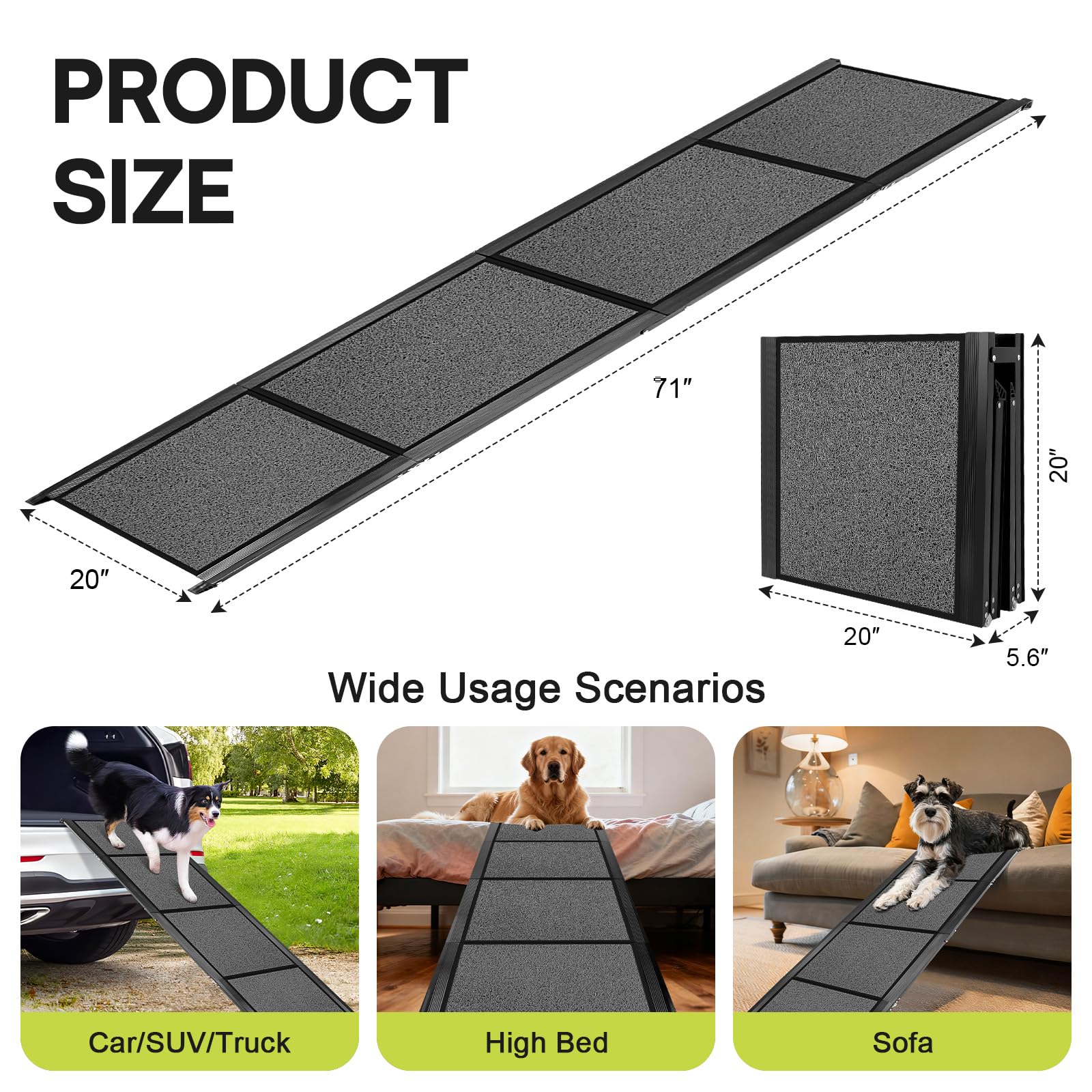 NUOBESTY multi-scene use dog ramp works at home, cars, stairs.