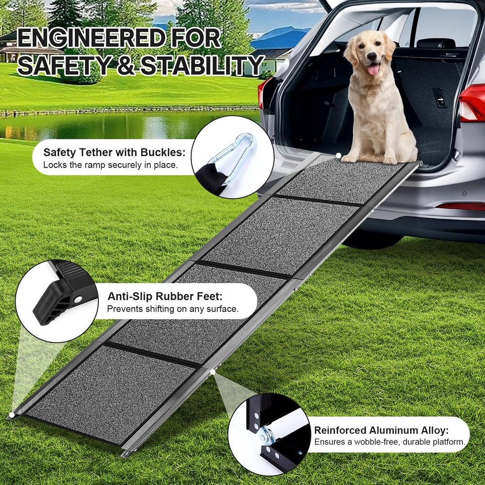 NUOBESTY non-slip terry surface dog ramp provides secure footing on wet conditions.