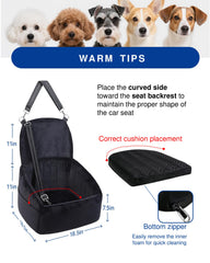 NUPIDA dog car seat stability loops secured with seatbelt for steady rides