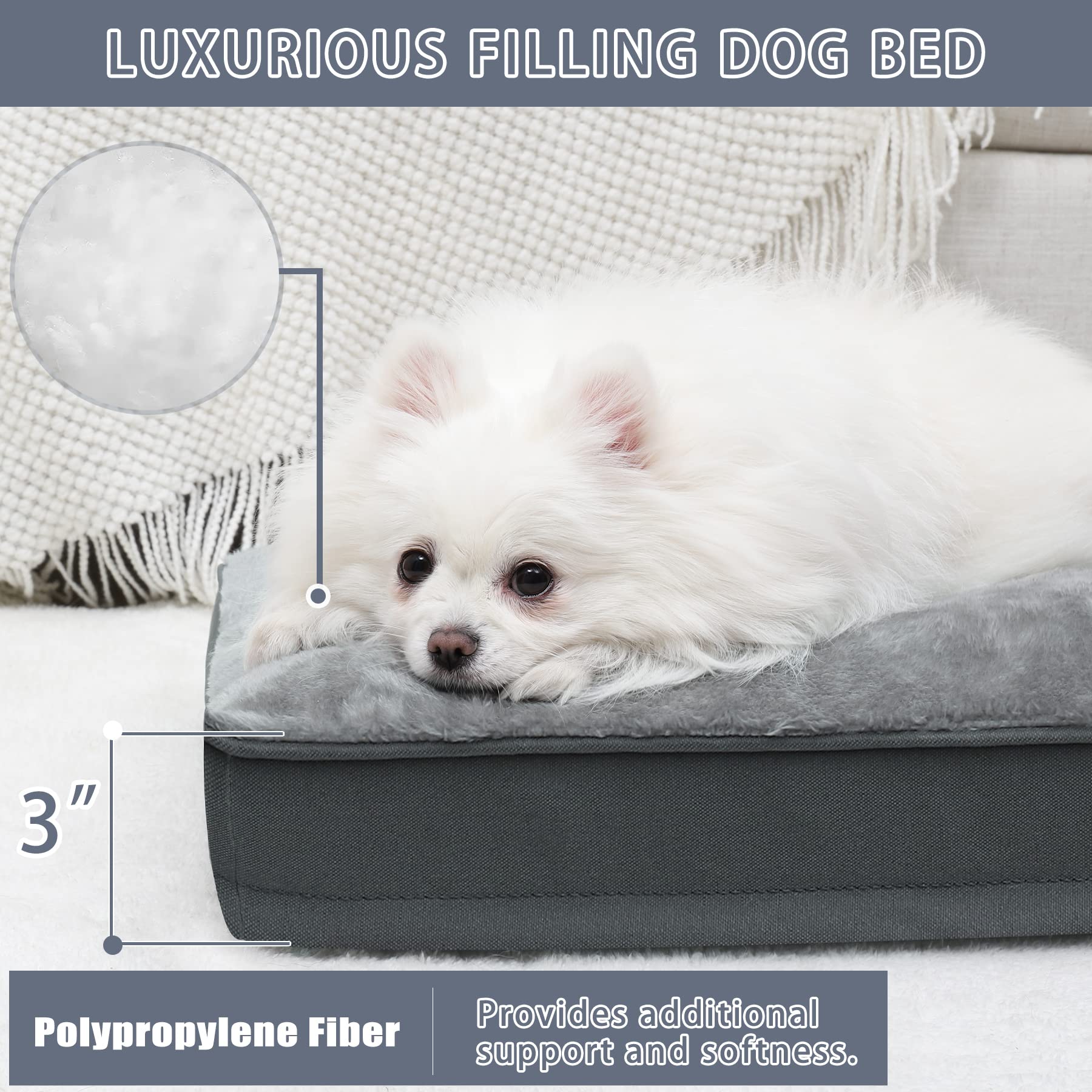 NUPIDA dog crate bed luxury faux fur surface provides calming comfort.