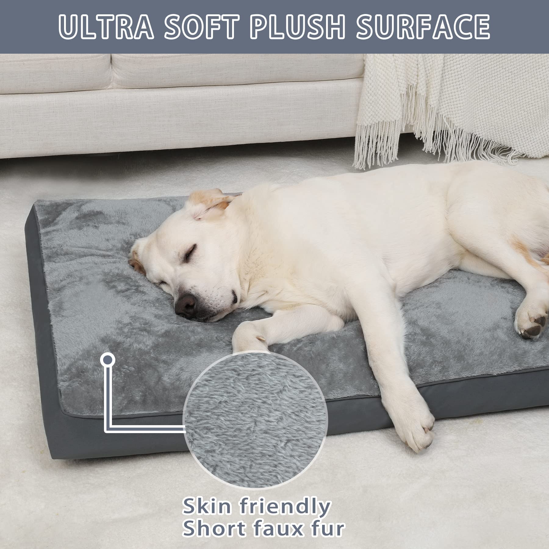 NUPIDA dog crate bed removable cover close-up shows easy washing.