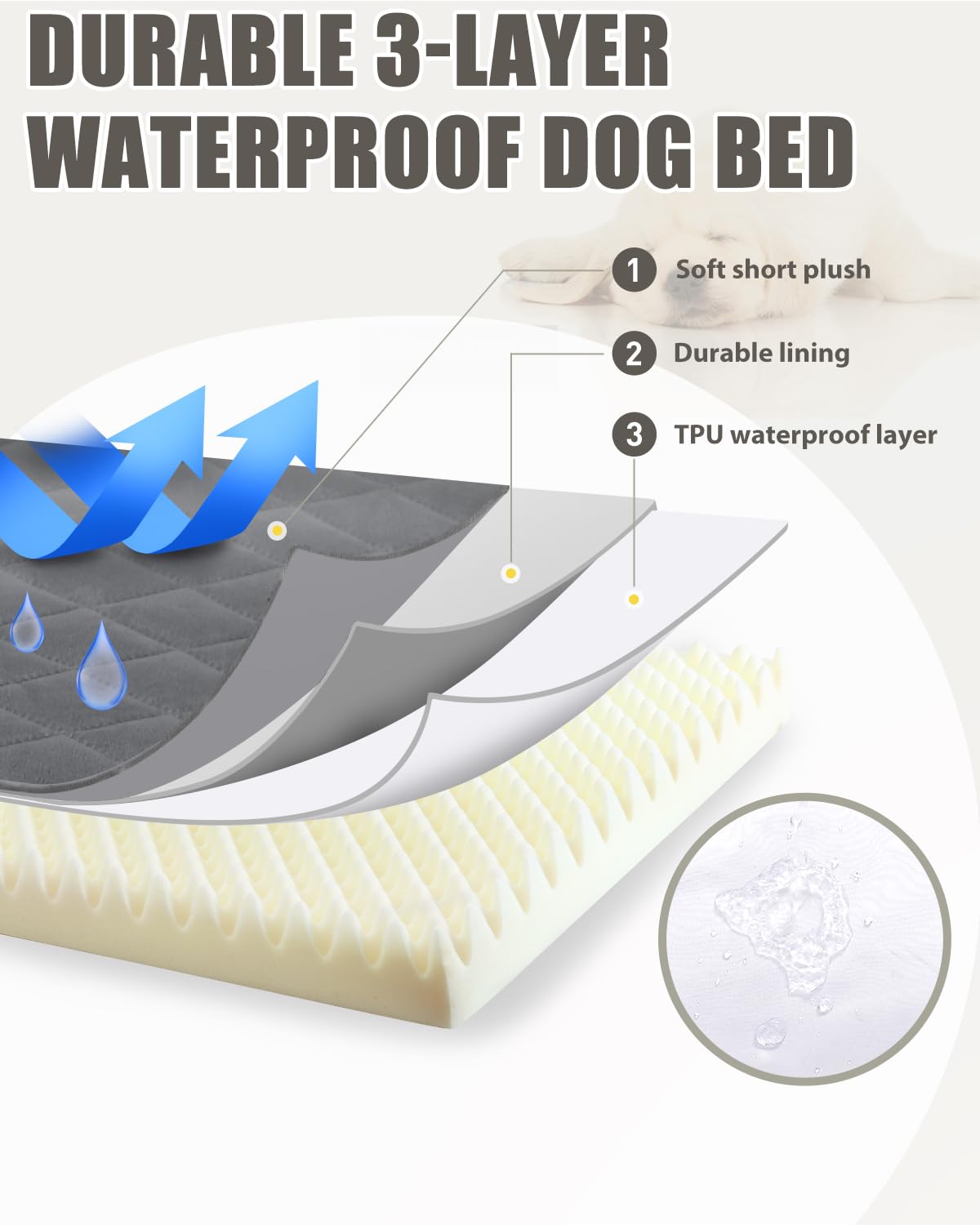 NUPIDA orthopedic XL dog bed non slip base keeps bed stable on floors
