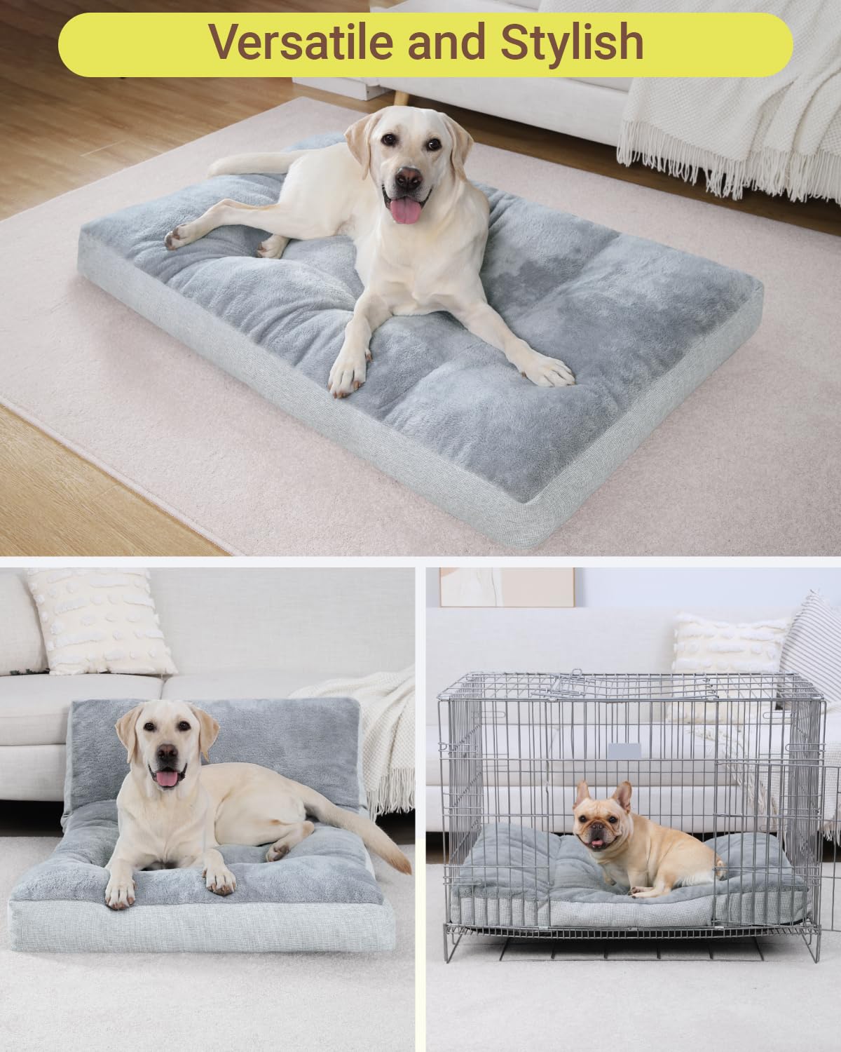 NUPIDA bed in crate for large breeds' comfortable rest.